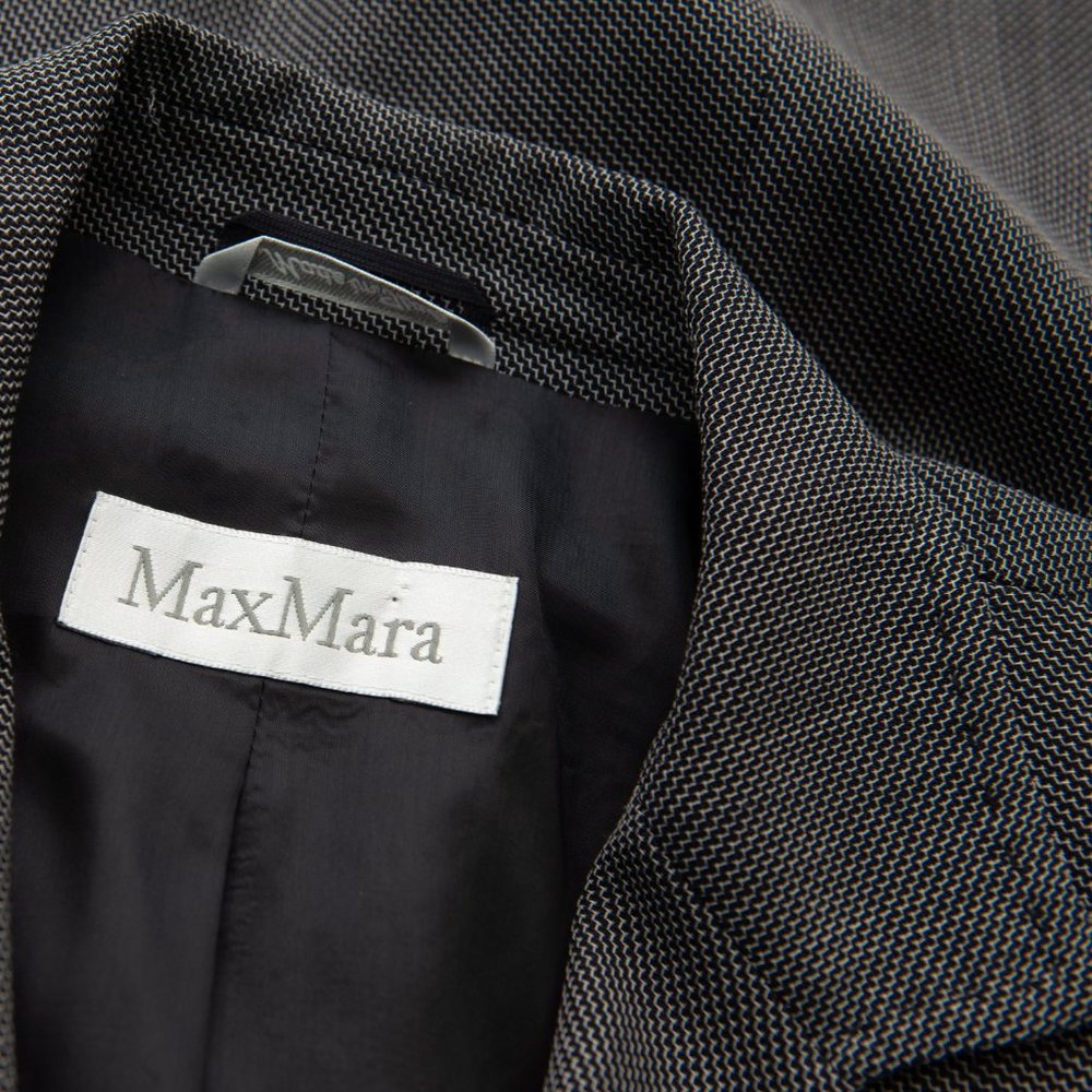 Max Mara Wool Blazer 100% Virgin Wool 3 Button Black White Navy Blue Size 10 - Picture 5 of 10